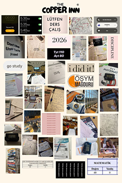 The Copper Inn 40 Adet YKS Sınav Vision Board Study Başarı Motivasyon Sticker...