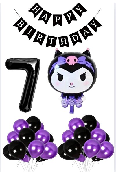 SİNDA Kuromi Doğum Günü Partisi Seti - Yaş Günü Konsepti - Folyo Balon ,Rakam...