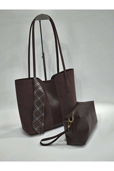 Melos Butik Geantă de mână și de umăr pentru femei, din piele intoarsa maro a...