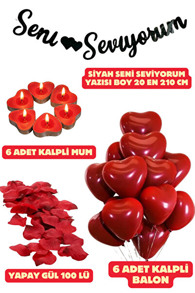 Baloncu Nene Seni Seviyorum Yazısı Kırmızı Kalpli Balon Romantik Sevgililer G...