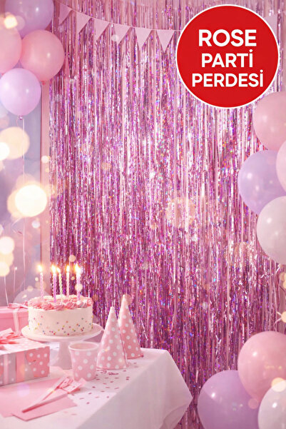 TOYFEST 1 Adet Rose Parlak Parti Perdesi 100x200 cm – Doğum Günü, Baby Shower...