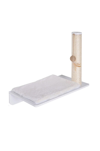 Caerus Capital Culcus pisici, Raft cu stalp de sisal, Alb, 55 x 30 x 50 cm