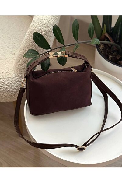 Marvelis LUAN Kilit Detaylı Süet El Omuz ve Çapraz Kadın Çantası