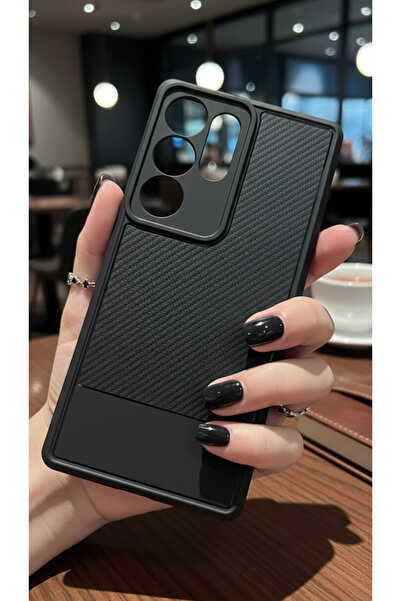 Hatreds Samsung Galaxy S25 Ultra İçin Uyumlu Premium Karbon Fiber Desenli Dar...