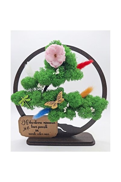 OEM Decorative Painting - Bonsai with Stabilized Lichens and Decorative Accents