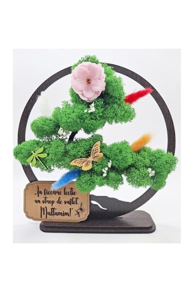 OEM Decorative Painting - Bonsai with Stabilized Lichens and Decorative Accents