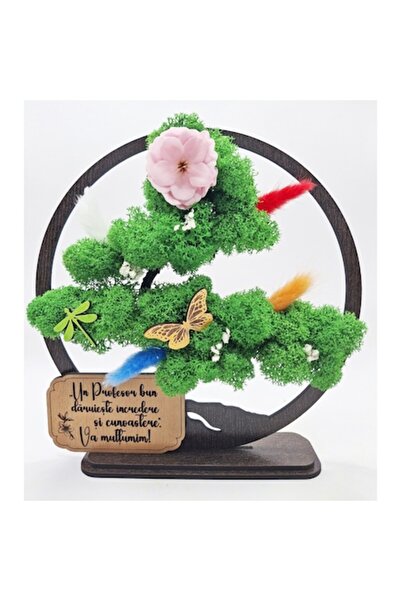 OEM Decorative Painting - Bonsai with Stabilized Lichens and Decorative Accents