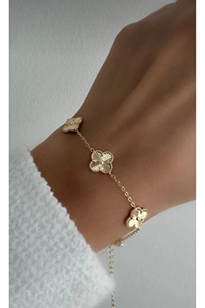 STİL NOKTA Çelik Van Cleef Bileklik Gold Renkli Kararma Yapmaz