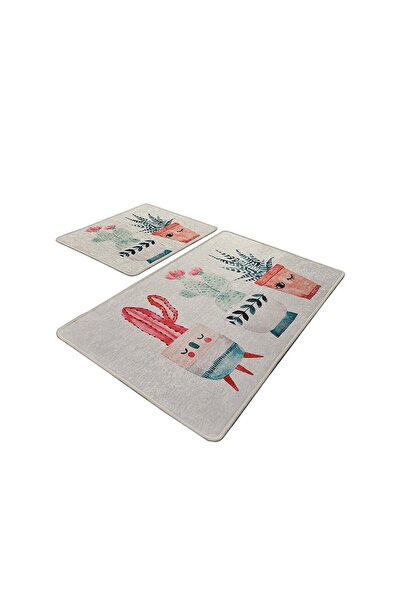 Persera Σετ 2 Covorase baie Happy Cactus, 60 x 100 cm, 50 x 60 cm, αντιθεραπε...