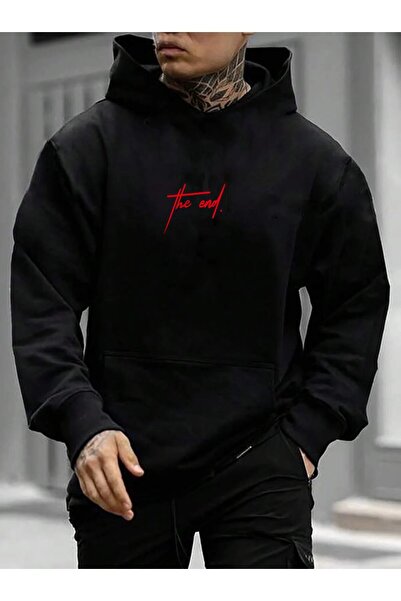 oneagılyazı Hanorac negru oversize pentru bărbați THE END MINIMAL