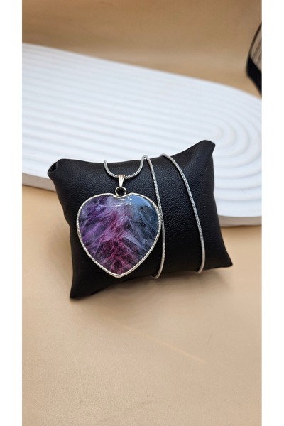 AURA Rainbow Quartz Natural Stone Steel Necklace