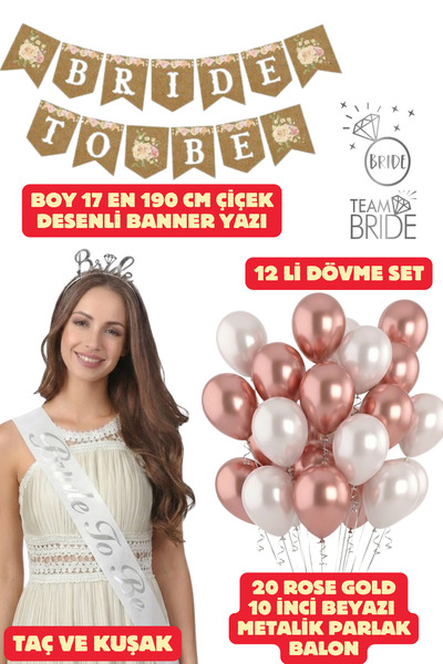 Baloncu Dede مجموعة لوازم حفلات توديع العزوبية للعروس المستقبلية، تتضمن وشاح وملصق تاج