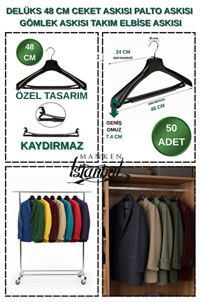 Manken İstanbul 50 Adet 48 Cm Kaydırma Yapmaz, Geniş Omuz, Özel Üretim Ceket ...