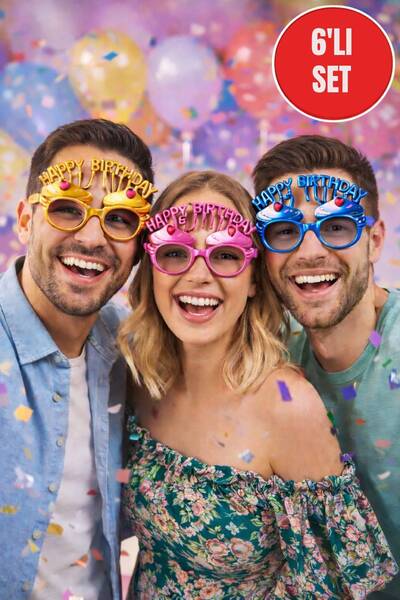 TOYFEST 6’lı Happy Birthday Cupcake Parti Gözlüğü – Doğum Günü Eğlenceli Foto...
