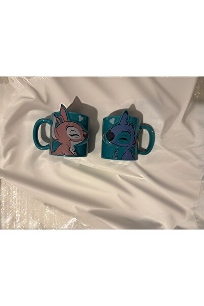 facnspt طقم أكواب سيراميك مع شخصيات ستيتش وأنجل (قطعتان)