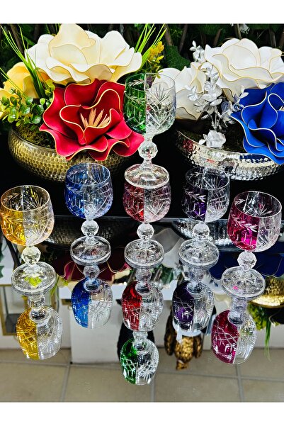 EVRA Bohemia 6 Adet El Kesmesi Çift Renk Kahve Yanı Su Bardağı 150cc