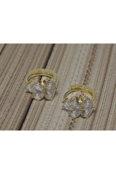 stainless steell Yaprak Detaylı Paslanmaz İz Yapmaz Gold Küpe