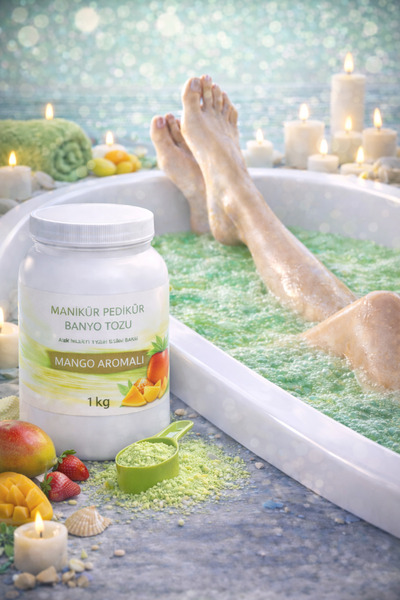 DR.RAİN 1 كيلوغرام مسحوق استحمام بنكهة المانجو للعناية بالأظافر |   تجربة سبا...