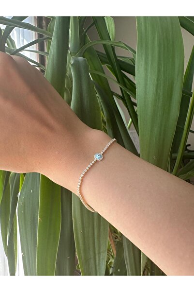 Toz Vintage Fiva Evil Eye Beaded Stone Detailed Gold Color Stylish Design Vintage Retro Bracelet