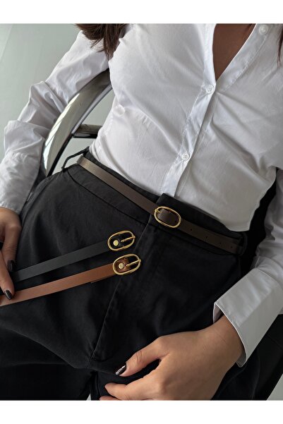 coaksco Set of 3 Elegant Gold Buckle Thin Women's Belts