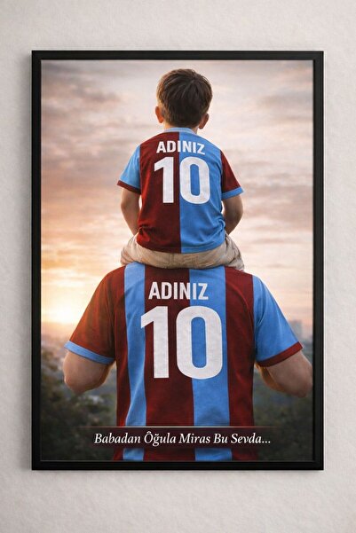BuzzDesigns Kişiye Özel Trabzonspor Baba–Oğul Forma Tasarım Poster (Çerçeveli)