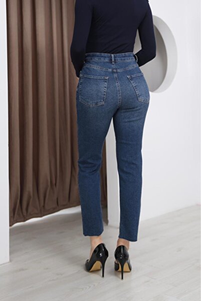 miday High Waist Cut Leg Boyfit Jean