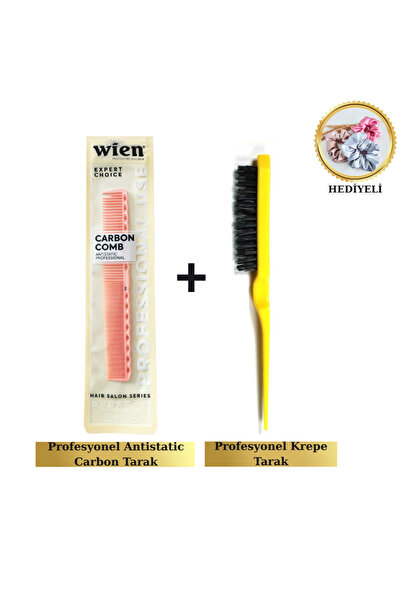 MADAME CANDY Professional Antistatic Carbon Comb & Professional Crepe Comb Se...