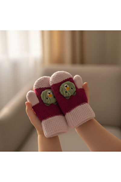 Ma.re accessories Bebek Pembe–Fuşya Triko Hayvan Figürlü Parmaksız Eldiven – ...