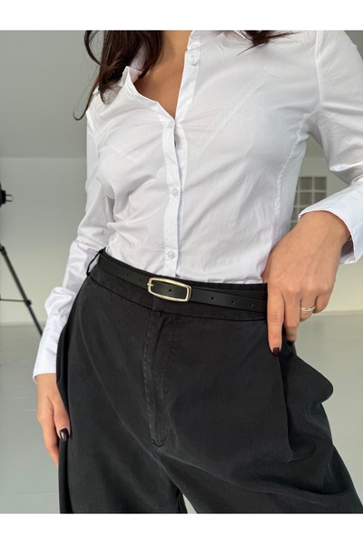 coaksco حزام نسائي مستطيل الشكل أسود اللون