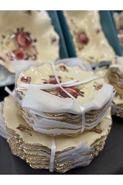 hediye طبق بورسلين للحلويات من إستير هوم ديكور، 6 قطع، 21 سم