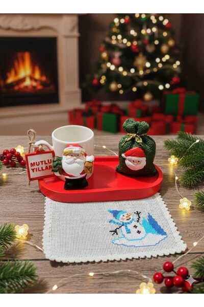 RivelCandle 🎄Noel Baba Temalı Özel Tasarım Yılbaşı Kahve Fincan Takımı