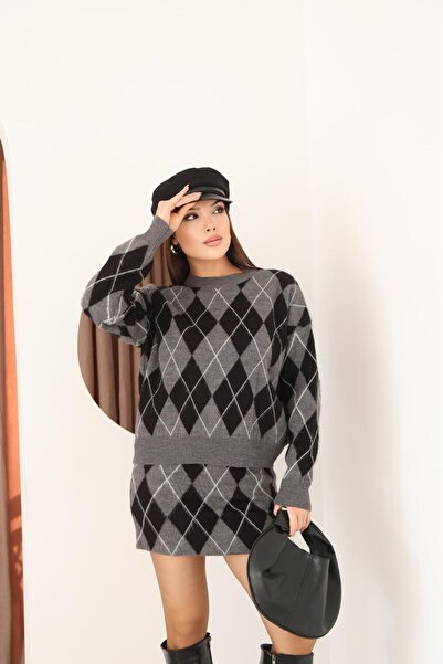 DMBASİC Baklava Patterned Skirt Suit