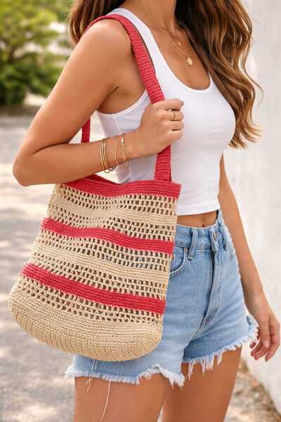 MAKSESUAR Paper Rope Daily Use Large Beach Bag