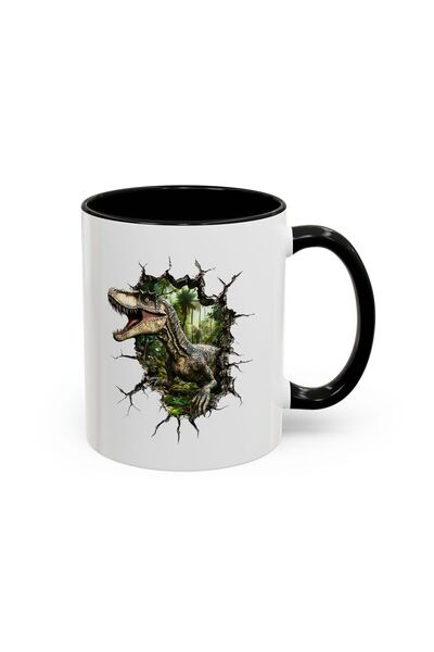 MRN Tasarım 3D Mug Cup Velociraptor Dinosaur Themed Special Design Ceramic Mug Cup-Gift Mug Cup Coffee