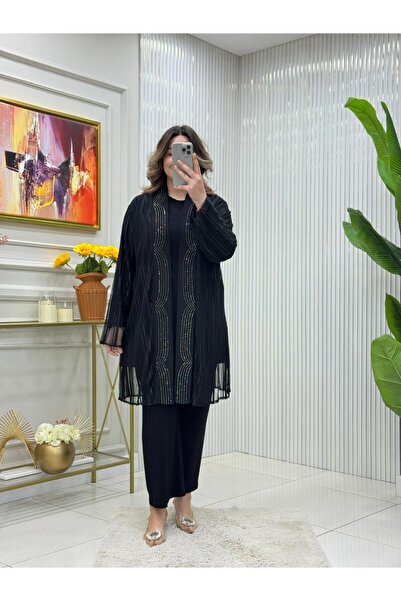 Modam Bella BÜYÜK BEDEN DANTELLİ ÜÇLÜ TAKIM