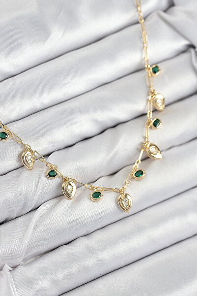 shopwave Brass Zircon Stone Dangle Drop Model Gold Color Women's Necklace