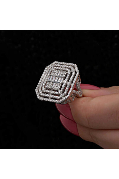 Gumush Gümüş Baget Taşlı Kadın Yüzük