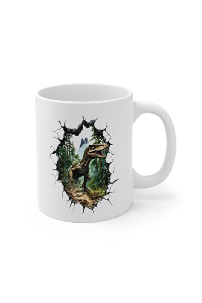 MRN Tasarım 3D Mug Cup Velociraptor Dinosaur Themed Special Design Ceramic Mug Cup - Gift Mug Cup 2