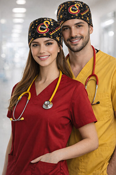 Lion Üniforma Galatasaray Desenli Unisex Cerrahi Bone Hemşire ve Doktor Bone ...