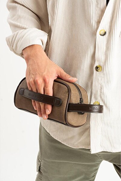 Baginn Men's Hand Bag Canvas Fabric Water Resistant Portfolio Style Hand Bag Shaving Cosmetic Bag 20*10 cm