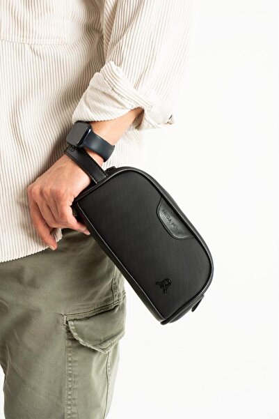 Baginn Men's Hand Bag Lacos Leather Water Resistant Portfolio Style Hand Bag Shaving Cosmetic Bag 20*10 cm