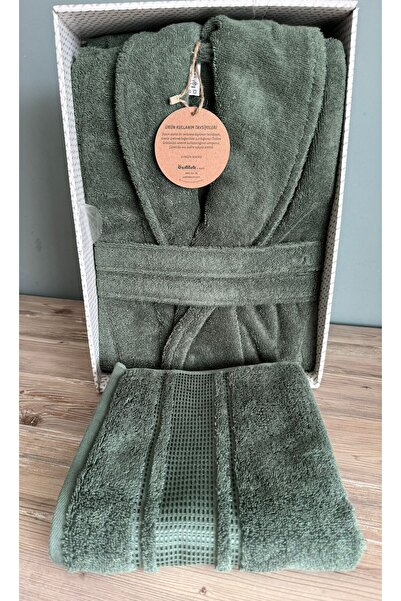 Özdilek Colourist Şalyaka رداء حمام + منشفة - زمردي