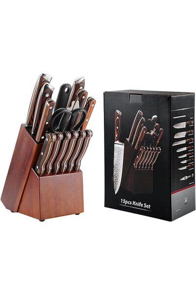 The Bros PROMASS Knife Set, 15 Pcs High Carbon Stainless Steel Kitchen Knives...