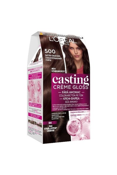 L'Oreal Paris Set 2 x Vopsea Par Semi-Permanenta fara Amoniac Casting Creme Gloss 500 Saten Deschis, 180 ml