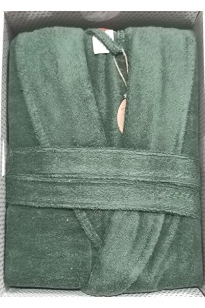 Özdilek 100% Cotton Colorist Shawl Collar Bathrobe Size L Emerald