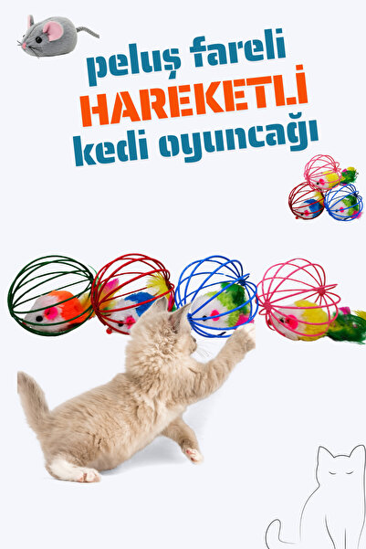 Petolojim Peluş Fareli Hareketli Kedi Oyuncağı