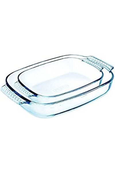 Pyrex Classic – Set of 2 Heavy Duty Rectangular Glass Baking Dishes - 38 X 25 Cm/30 19 Cm