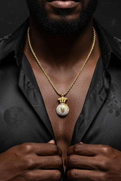 laria jewelry Taşlı Para Çuvalı Kolye