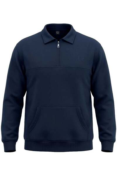 tambattal Hanorac de iarnă cu buzunar cangur cu jumătate de fermoar, cu 3 fir...