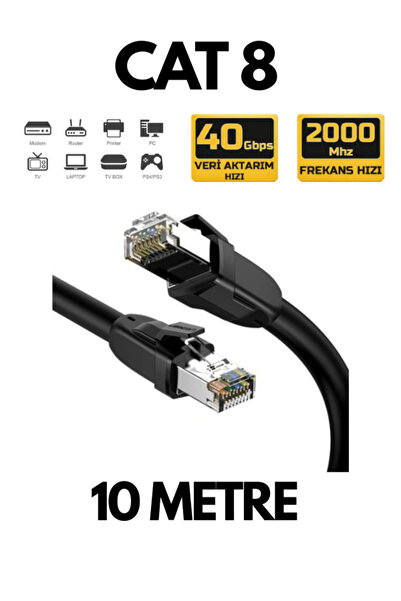 ATAsoft Cat8 Ethernet Cable 10 Meter Metal Armored Lan Rj45 Ethernet Cable Cat8